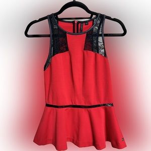 NWOT - Guess Peplum Top with Lace Cutout -  Small